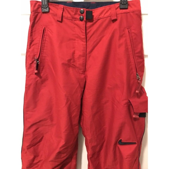 Women's NIKE ACG Snow Pants, Size 8-10, Red Orange with Blue Piping - Picture 5 of 16